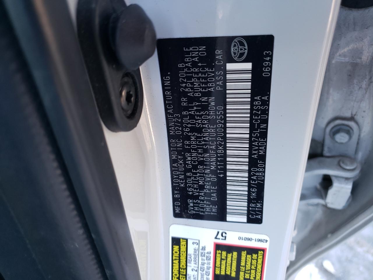 2023 Toyota Camry VIN 4T1T11BK2PU092550 Copart auction photo, rear end / side damage thumbnail 13