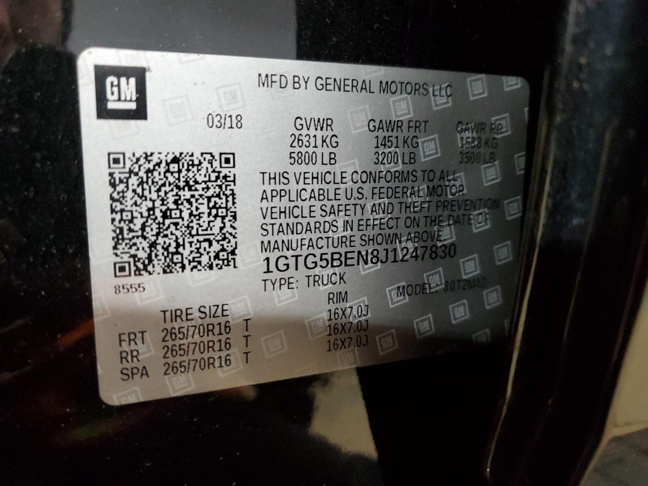 2018 GMC Canyon VIN 1GTG5BEN8J1247830 Copart auction photo, all over damage thumbnail 14