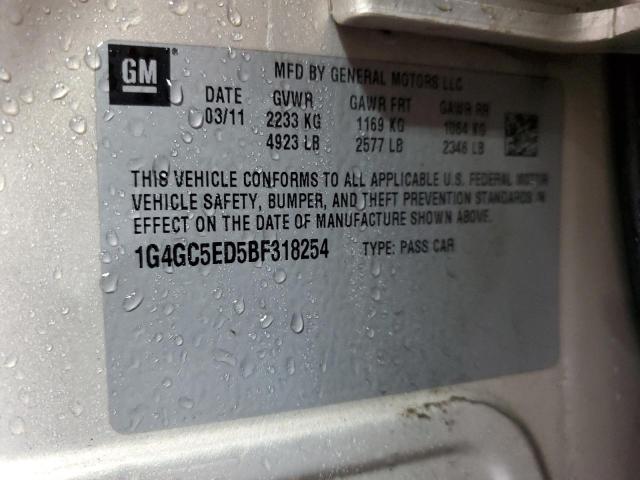 2011 Buick LaCrosse VIN 1G4GC5ED5BF318254 Copart auction photo, front end / side damage thumbnail 12