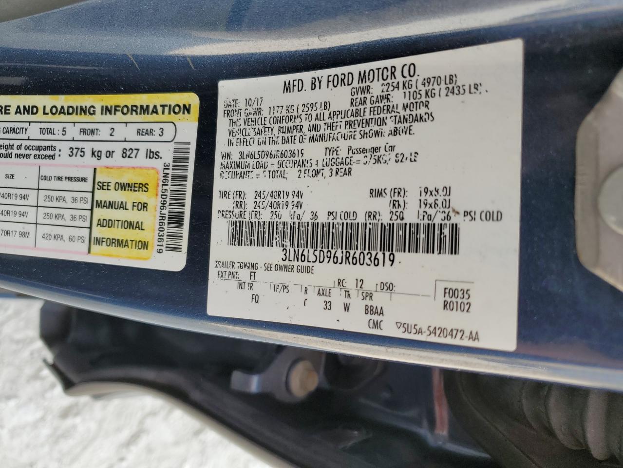 2018 Lincoln MKZ VIN 3LN6L5D96JR603619 Copart auction photo, mechanical damage thumbnail 12