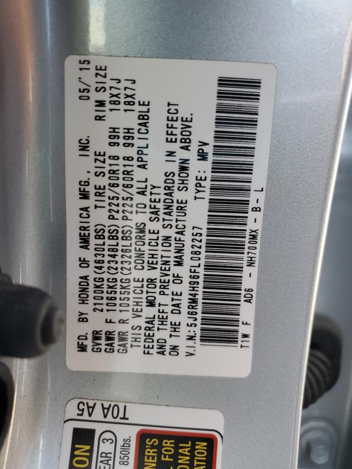 2015 Honda CR-V VIN 5J6RM4H96FL082257 Copart auction photo, front end / side damage thumbnail 15