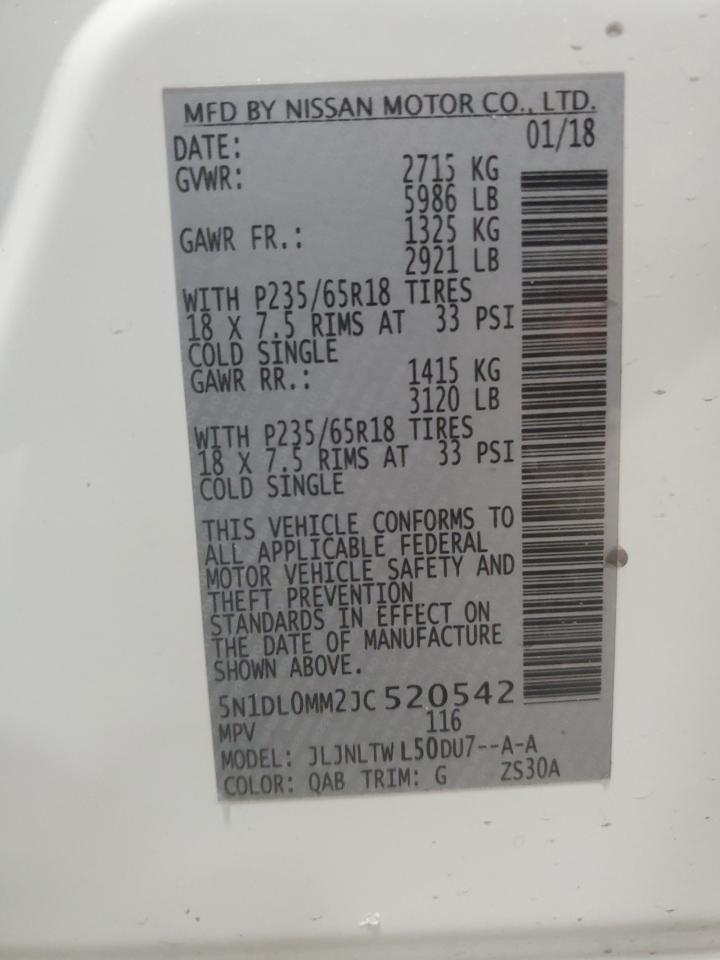 2018 Infiniti QX60 VIN 5N1DL0MM2JC520542 Copart auction photo, front end / side damage thumbnail 16