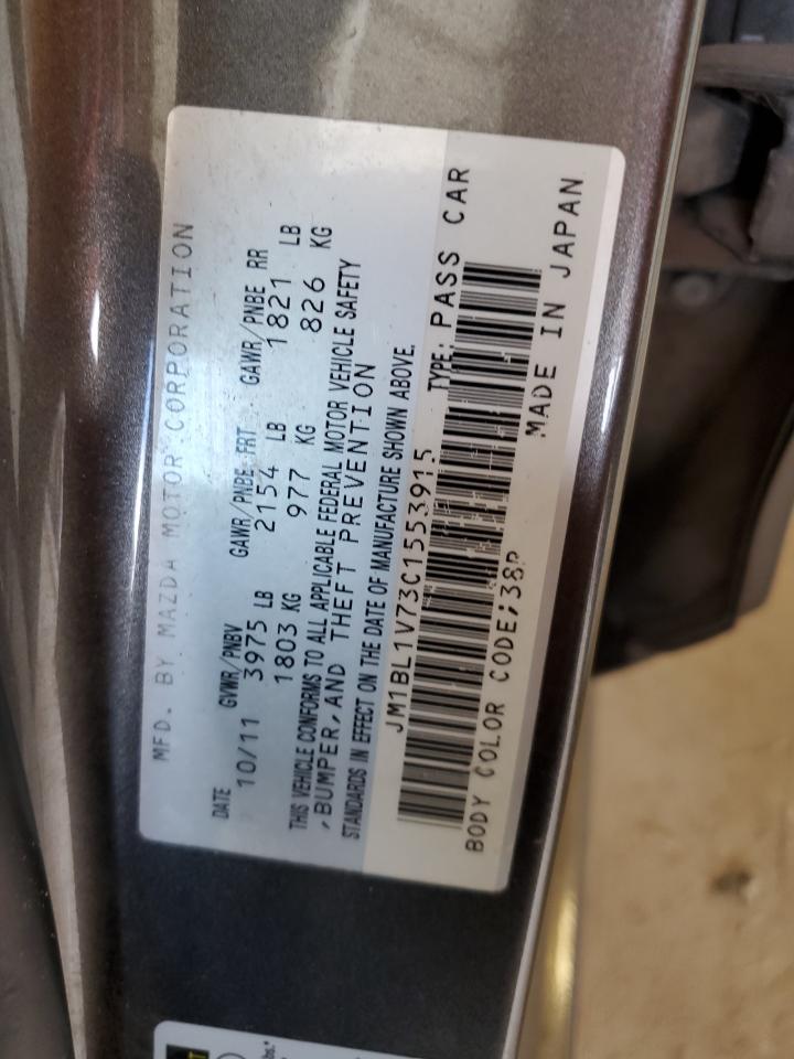2012 Mazda 3 VIN JM1BL1V73C1553915 Copart auction photo, front end / hail damage thumbnail 12