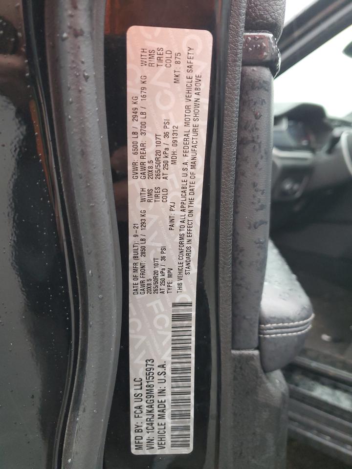 2021 Jeep Grand Cherokee VIN 1C4RJKAG9M8155973 Copart auction photo, rear end / side damage thumbnail 13