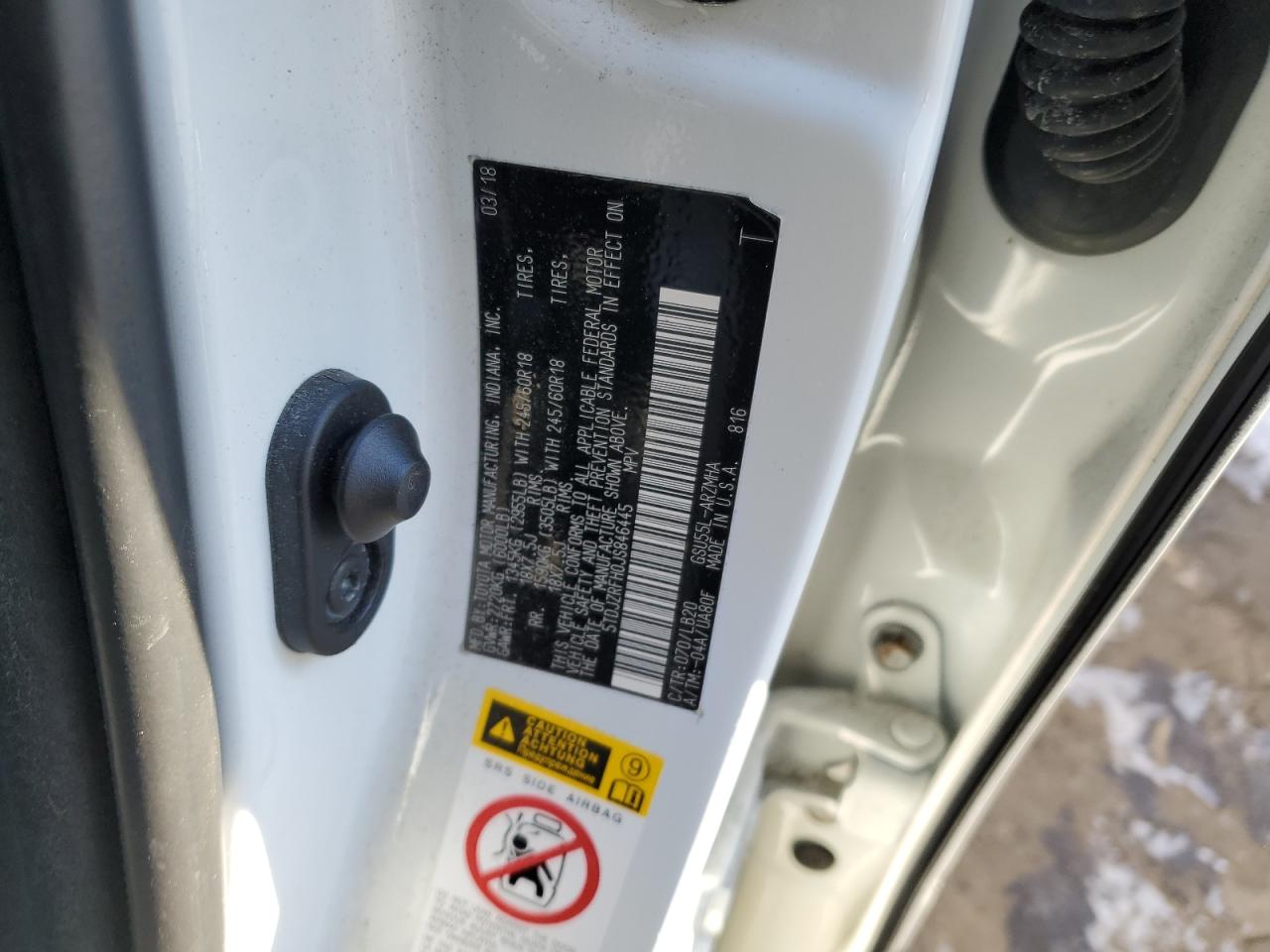 2018 Toyota Highlander VIN 5TDJZRFH0JS846445 Copart auction photo, all over damage thumbnail 13