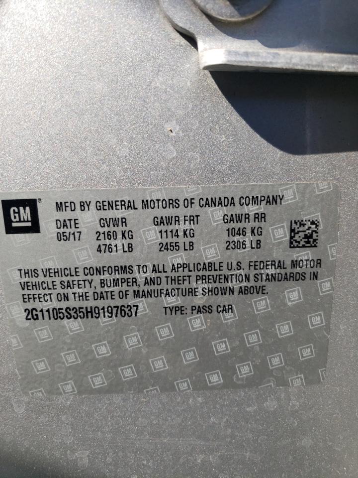 2017 Chevrolet Impala VIN 2G1105S35H9197637 Copart auction photo, front end damage thumbnail 13