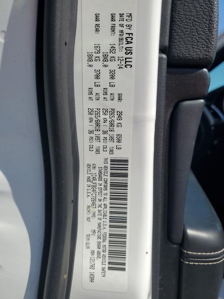 2015 Jeep Grand Cherokee VIN 1C4RJFBG4FC726467 Copart auction photo, rear end damage thumbnail 13