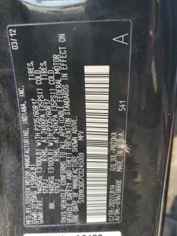 2012 Toyota Sienna VIN 5TDYK3DC7CS245009 Copart auction photo, front end damage thumbnail 13