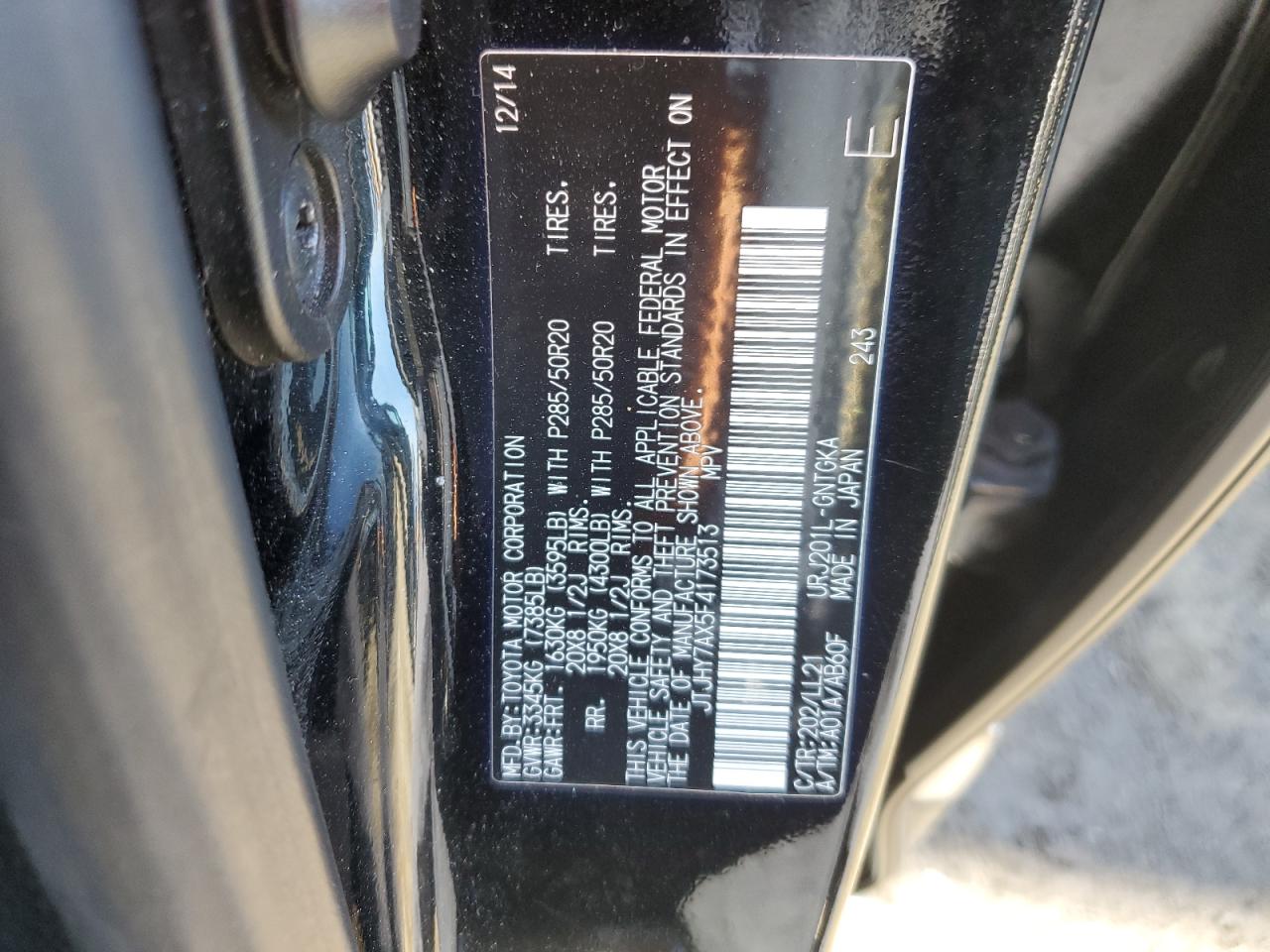 2015 Lexus LX VIN JTJHY7AX5F4173513 Copart auction photo, front end damage thumbnail 13