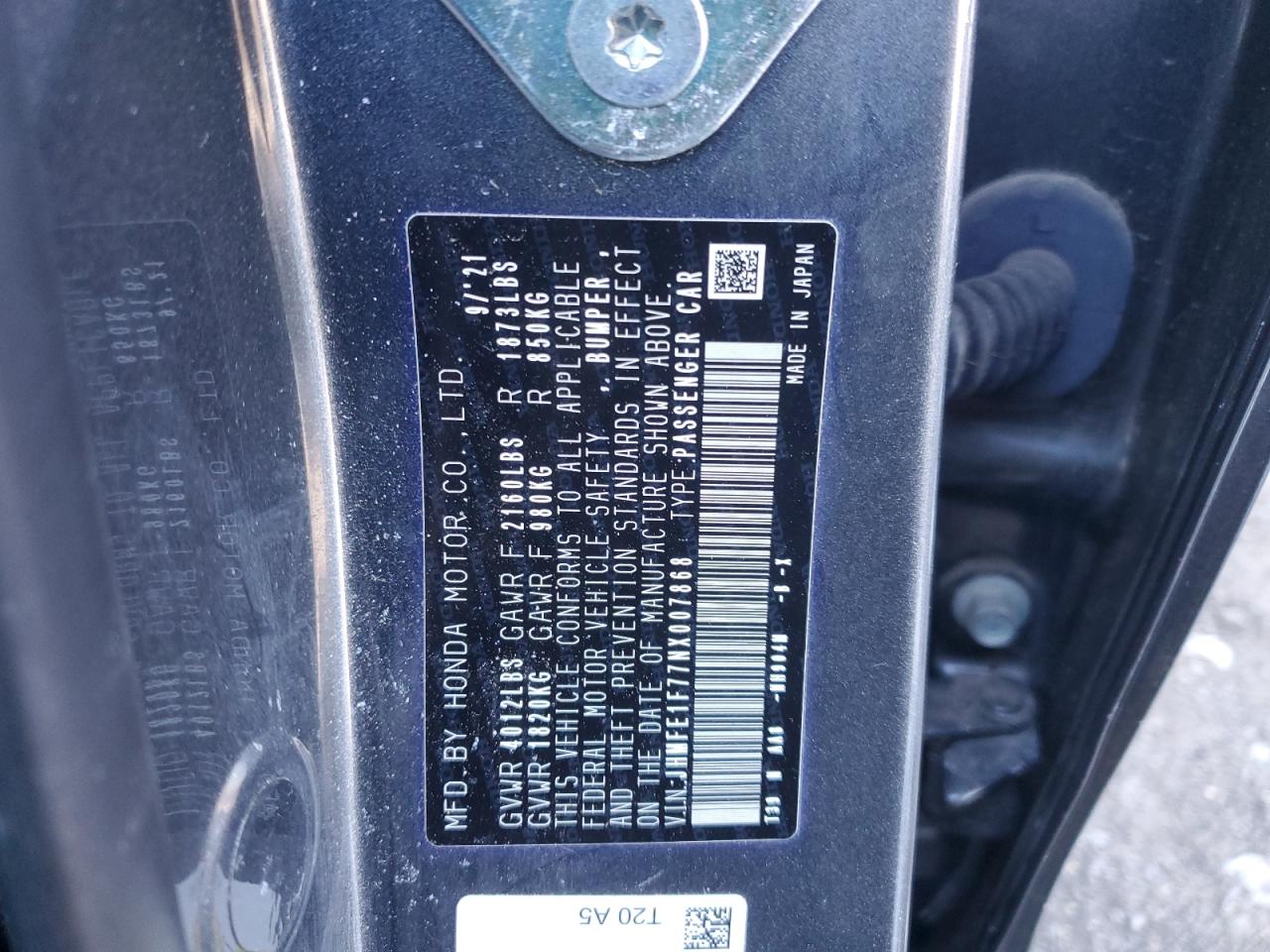 2022 Honda Civic VIN JHMFE1F77NX007868 Copart auction photo, all over / rear end damage thumbnail 15
