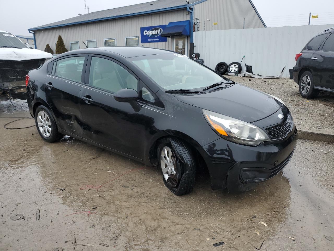 2013 KIA Rio VIN KNADM4A30D6178321 Copart auction photo, front end / side damage thumbnail 4