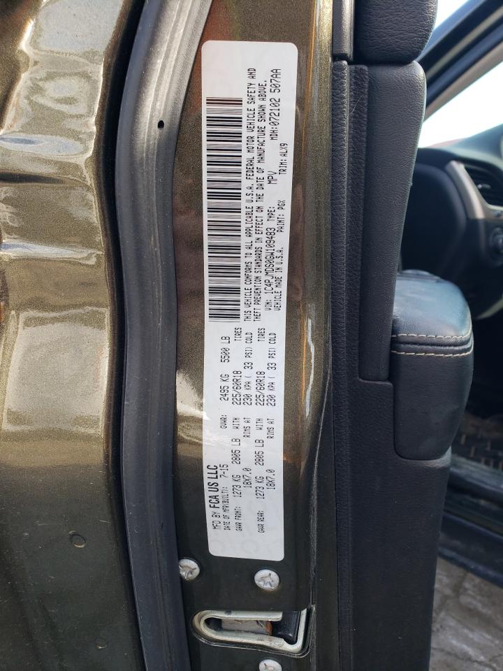 2016 Jeep Grand Cherokee VIN 1C4PJMDS0GW109483 Copart auction photo, front end / side damage thumbnail 13