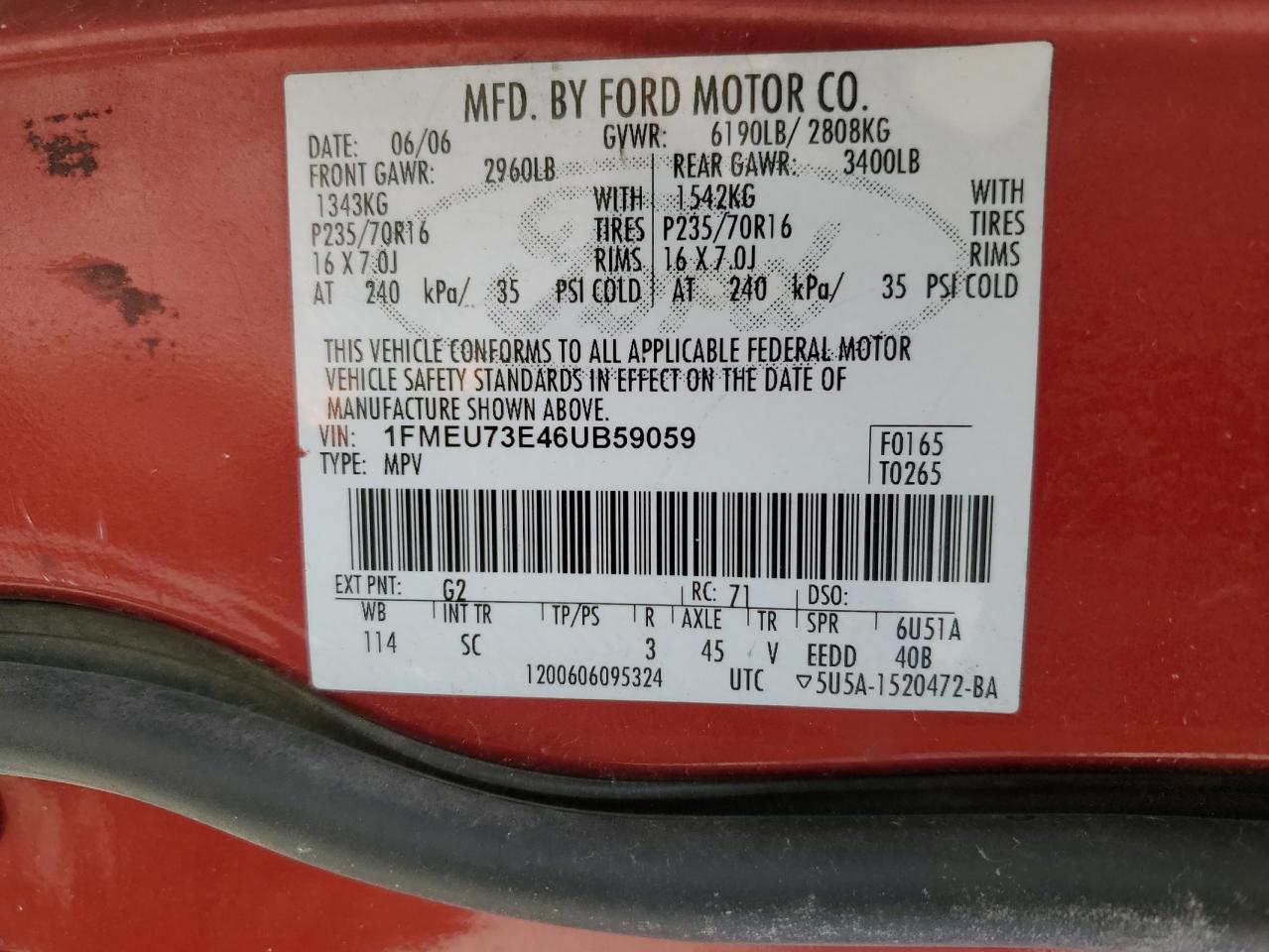 2006 Ford Explorer VIN 1FMEU73E46UB59059 Copart auction photo, rear end / side damage thumbnail 13