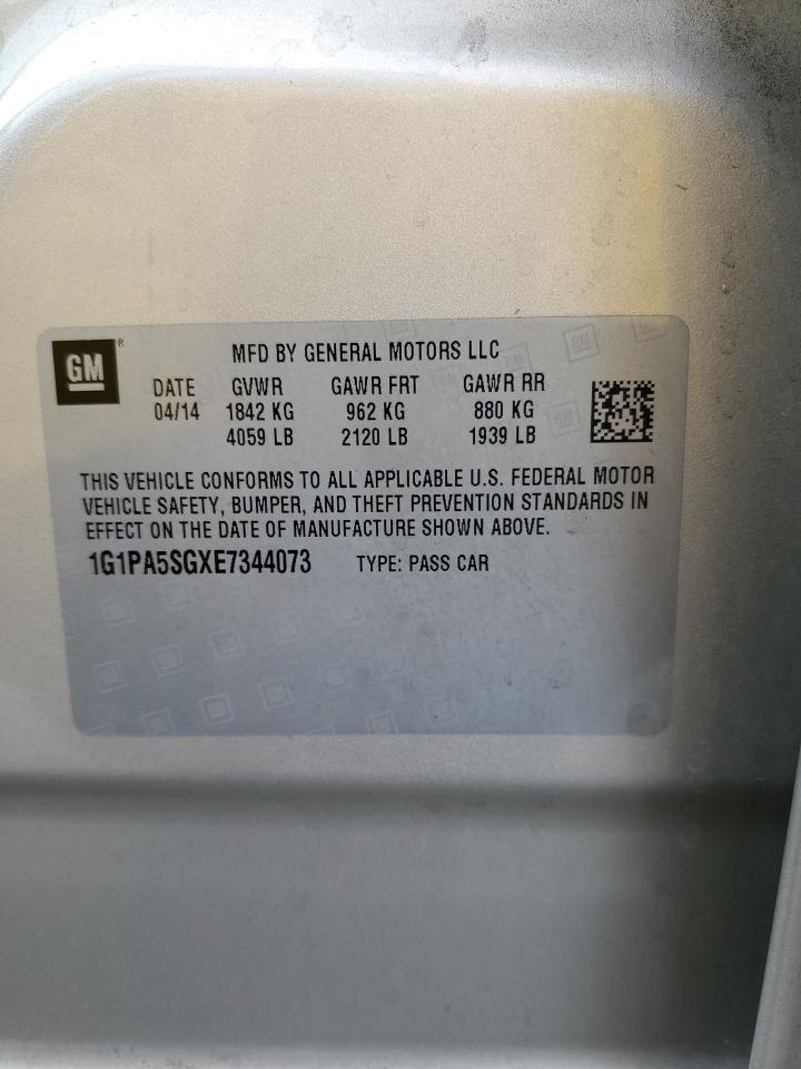 2014 Chevrolet Cruze VIN 1G1PA5SGXE7344073 Copart auction photo, rear end damage thumbnail 12