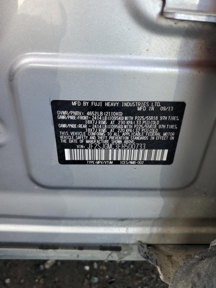 2014 Subaru Forester VIN JF2SJGMC3EH500733 Copart auction photo, front end / rear end damage thumbnail 12