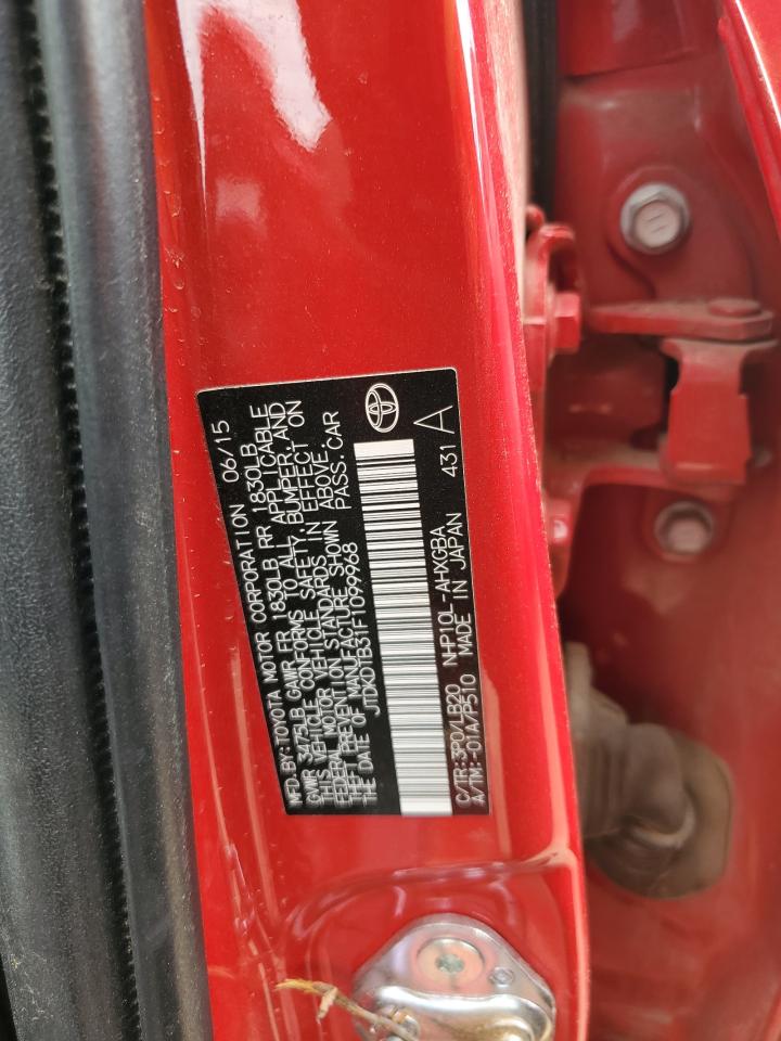 2015 Toyota Prius VIN JTDKDTB31F1099968 Copart auction photo, rollover damage thumbnail 14