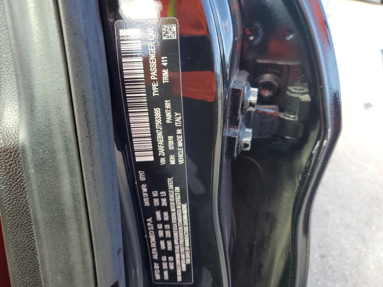 2018 Alfa Romeo Giulia VIN ZARFAEBN7J7563865 Copart auction photo, all over damage thumbnail 13
