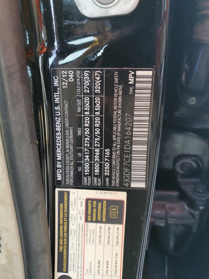 2013 Mercedes-Benz GL-klasse VIN 4JGDF7CE1DA164207 Copart auction photo, front end / minor dent/scratches damage thumbnail 13