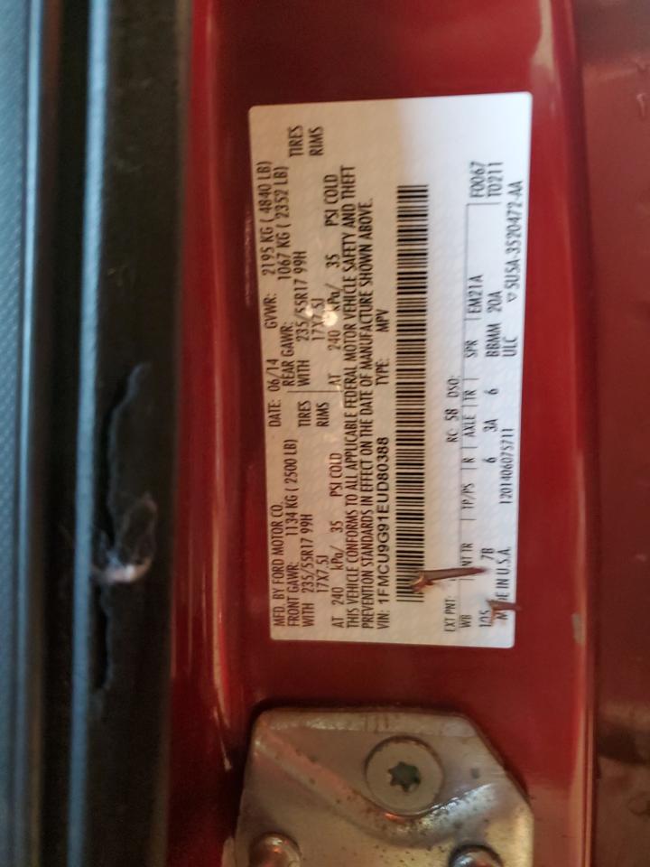 2014 Ford Escape VIN 1FMCU9G91EUD80388 Copart auction photo, front end damage thumbnail 13
