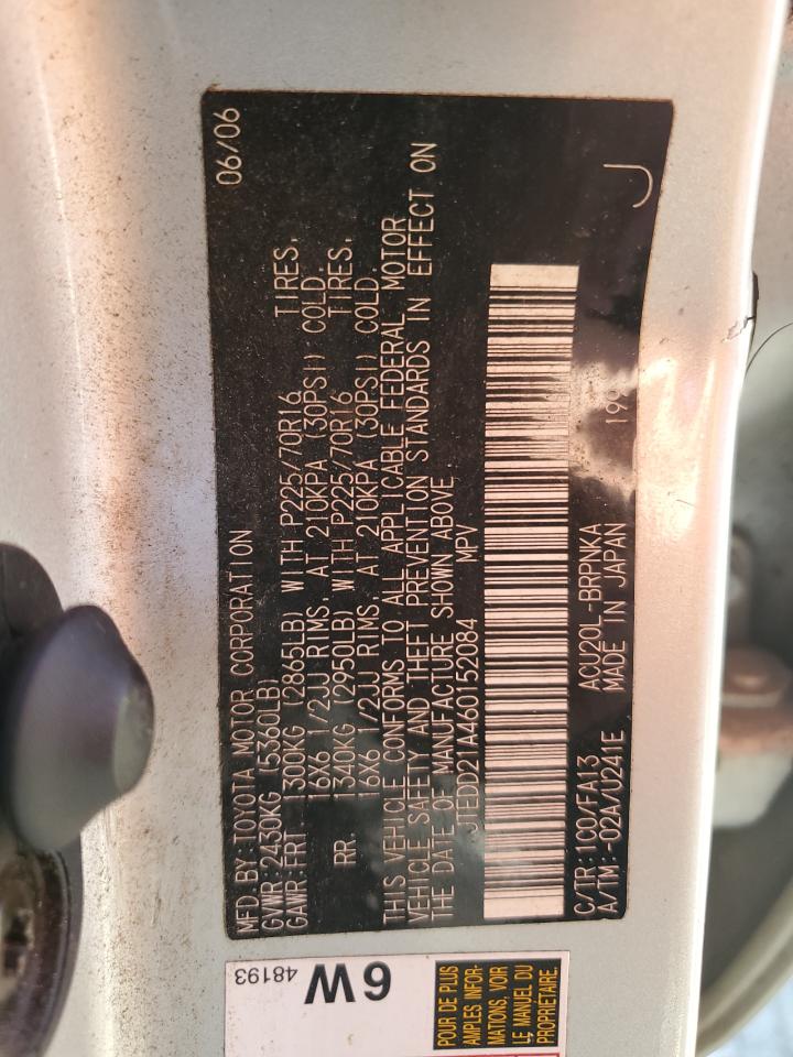 2006 Toyota Highlander VIN JTEDD21A460152084 Copart auction photo, all over damage thumbnail 13