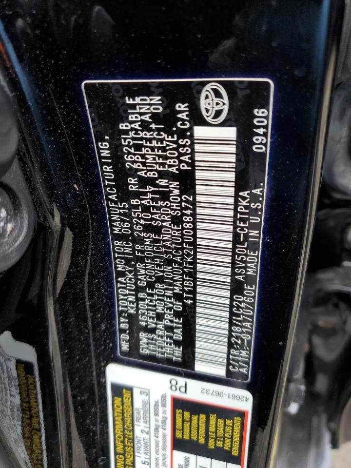 2015 Toyota Camry VIN 4T1BF1FK2FU088472 Copart auction photo, front end / minor dent/scratches damage thumbnail 12