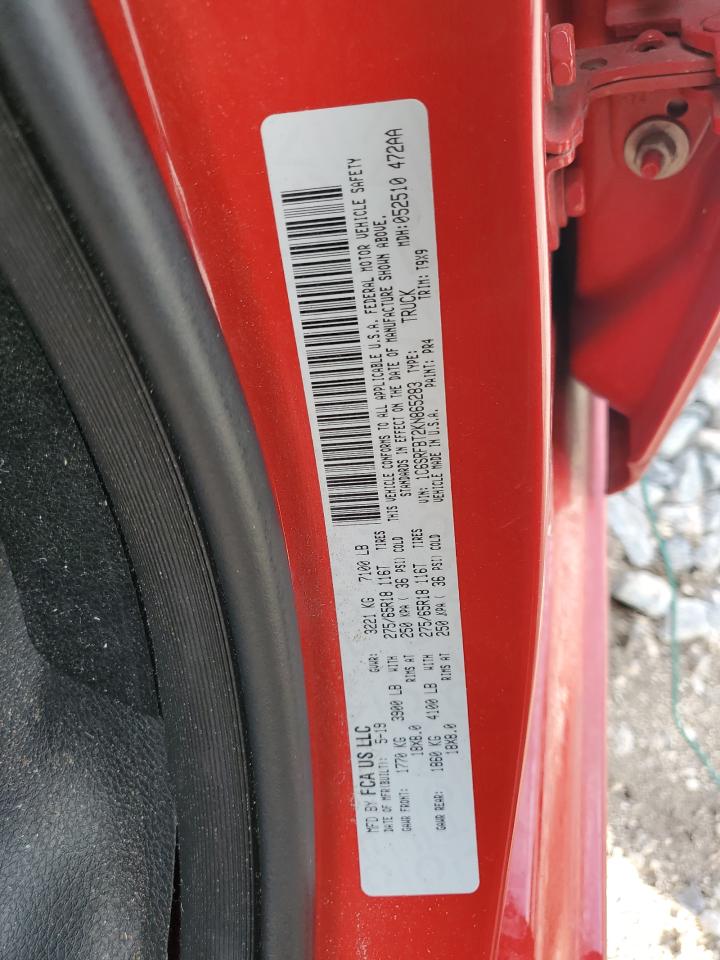 2019 RAM 1500 VIN 1C6SRFBT2KN865283 Copart auction photo, rear end / front end damage thumbnail 13