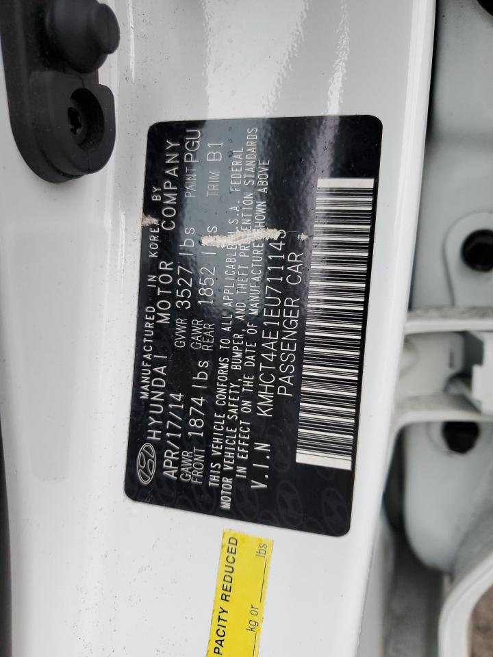 2014 Hyundai Accent VIN KMHCT4AE1EU711143 Copart auction photo, front end / undercarriage damage thumbnail 12