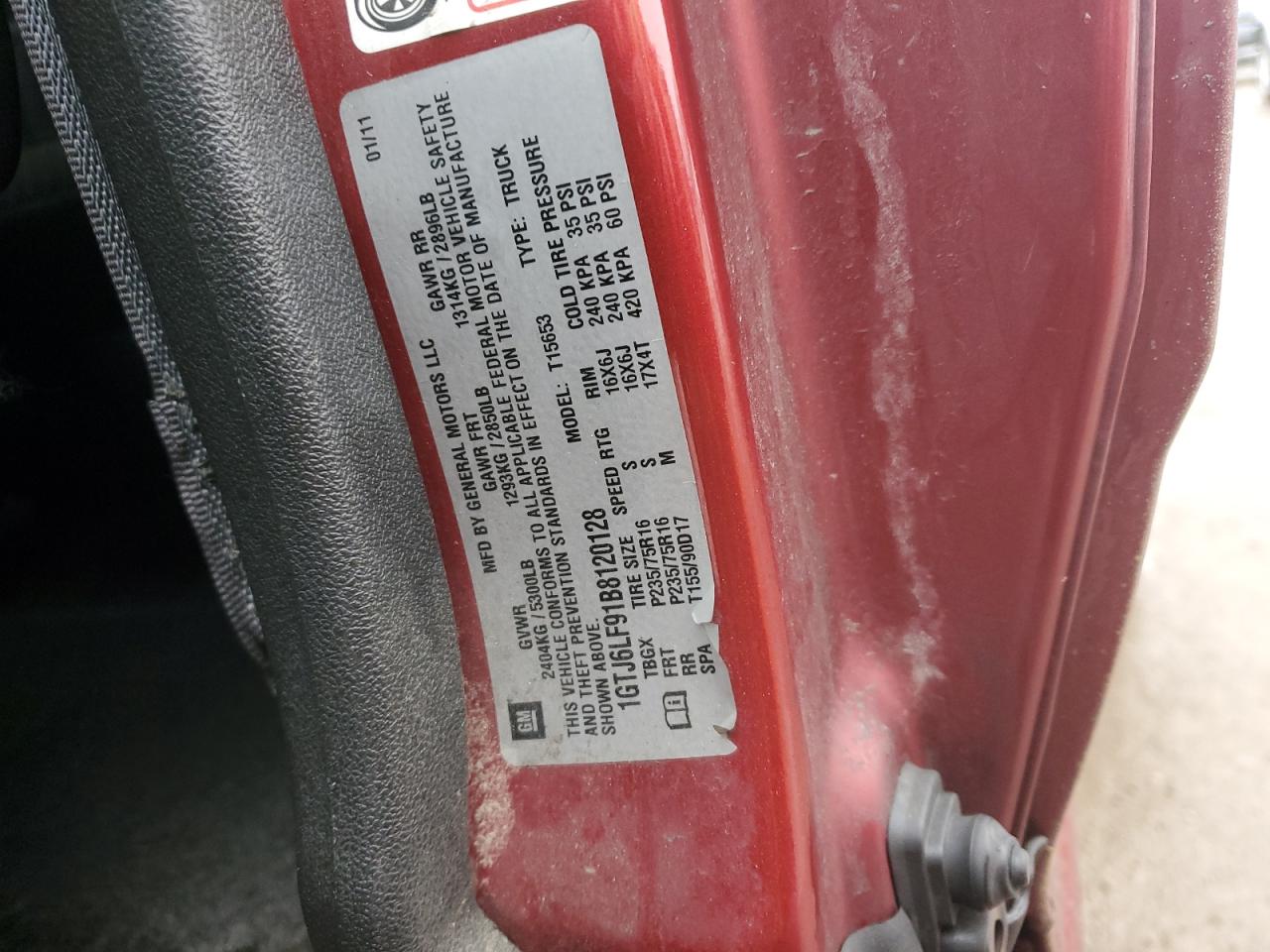 2011 GMC Canyon VIN 1GTJ6LF91B8120128 Copart auction photo, front end / side damage thumbnail 13