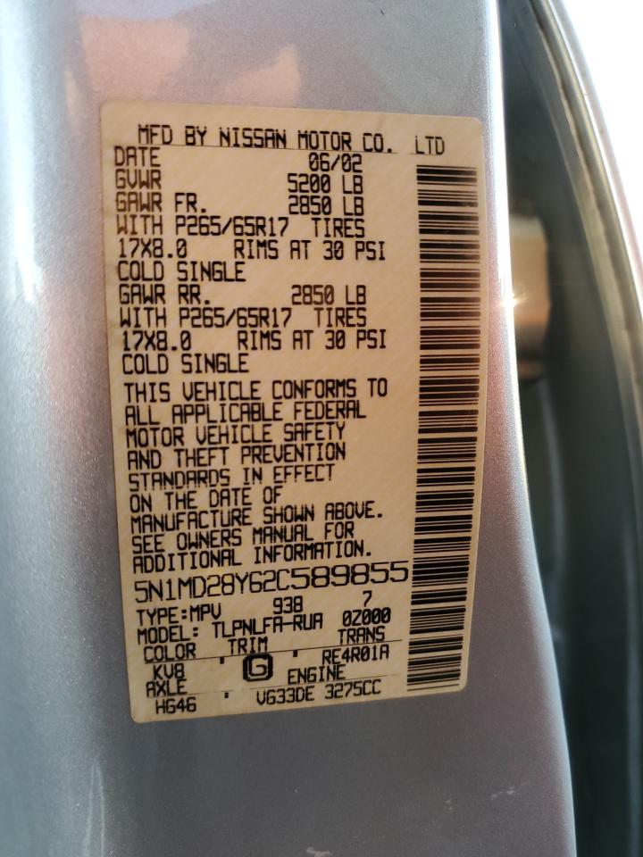 2002 Nissan XTerra VIN 5N1MD28Y62C589855 Copart auction photo, front end damage thumbnail 16