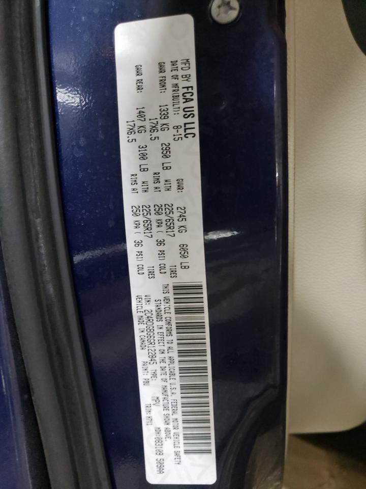 2016 Dodge Caravan VIN 2C4RDGBG6GR122845 Copart auction photo, side damage thumbnail 12