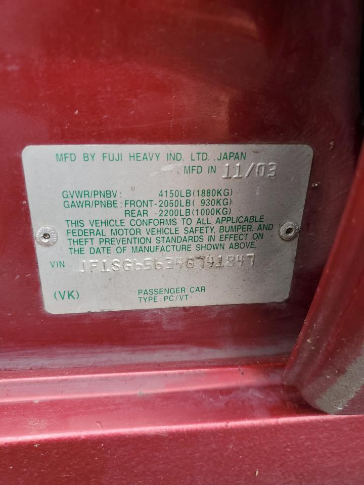 2004 Subaru Forester VIN JF1SG65634G741847 copart_com auction photo, rear end damage thumbnail 15