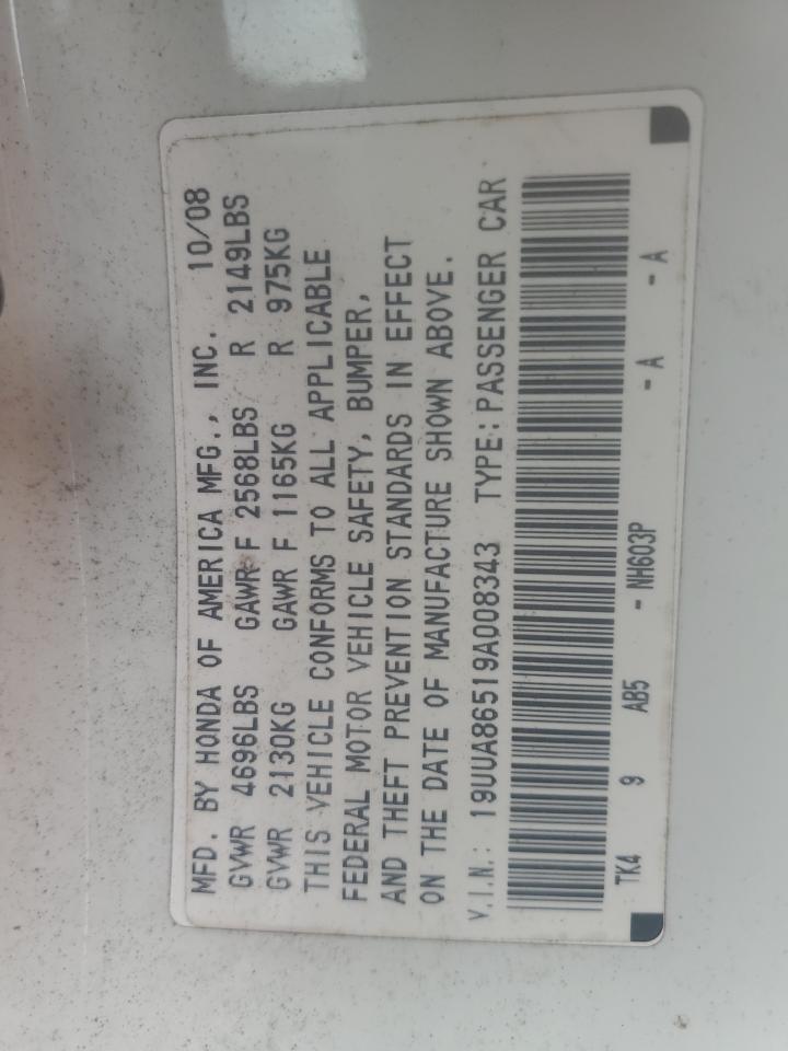 2009 Acura TL VIN 19UUA86519A008343 Copart auction photo, vandalism / minor dent/scratches damage thumbnail 12