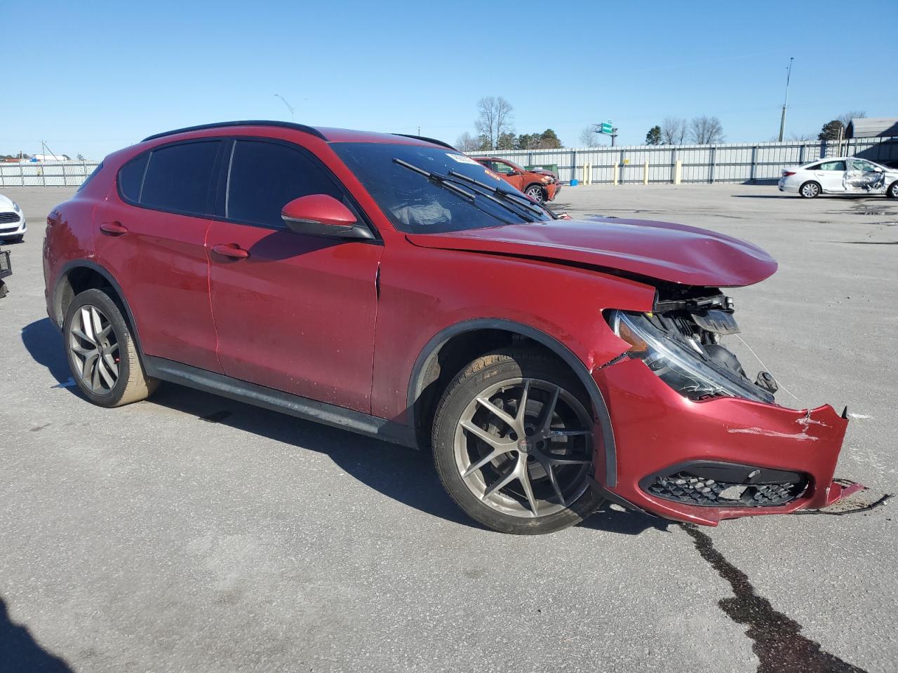 2018 Alfa Romeo Stelvio VIN ZASFAKNN9J7B78626 Copart auction photo, front end / side damage thumbnail 4