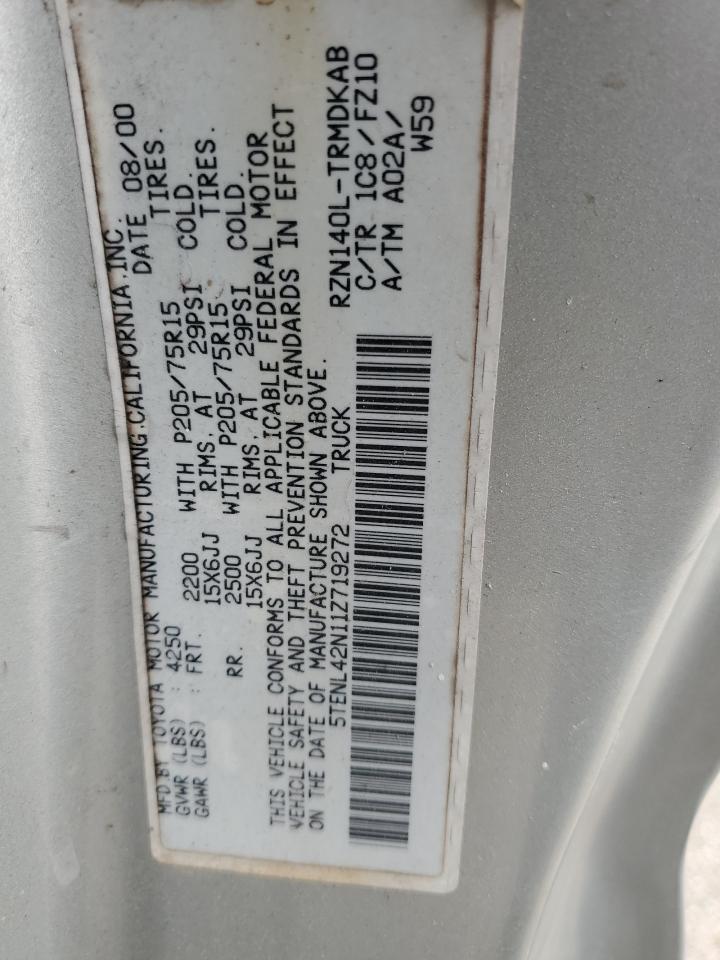 2001 Toyota Tacoma VIN 5TENL42N11Z719272 Copart auction photo, side damage thumbnail 12