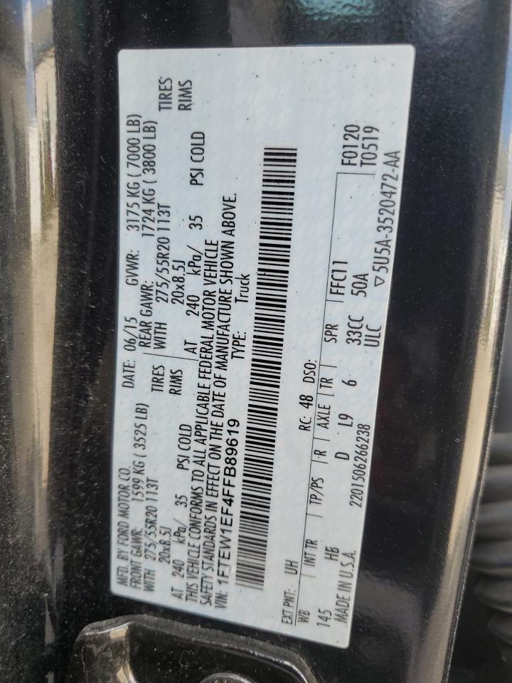 2015 Ford F-150 VIN 1FTEW1EF4FFB89619 Copart auction photo, front end damage thumbnail 12