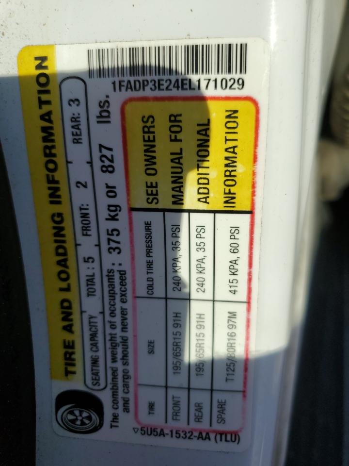 2014 Ford Focus VIN 1FADP3E24EL171029 Copart auction photo, rear end damage thumbnail 12