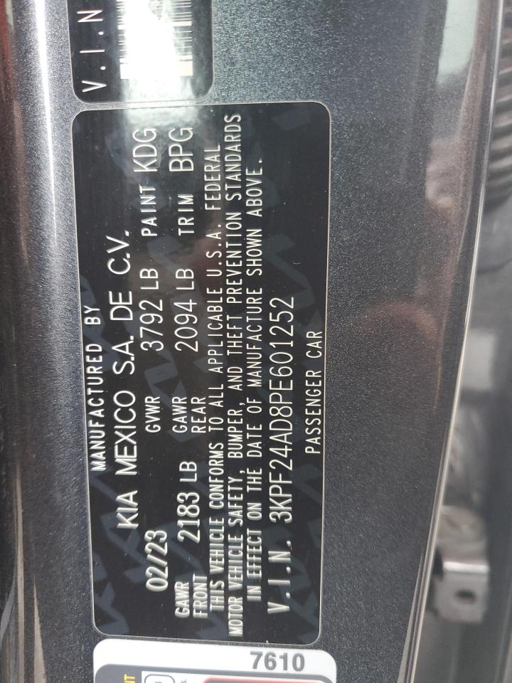 2023 KIA Forte VIN 3KPF24AD8PE601252 Copart auction photo, rear end / front end damage thumbnail 12