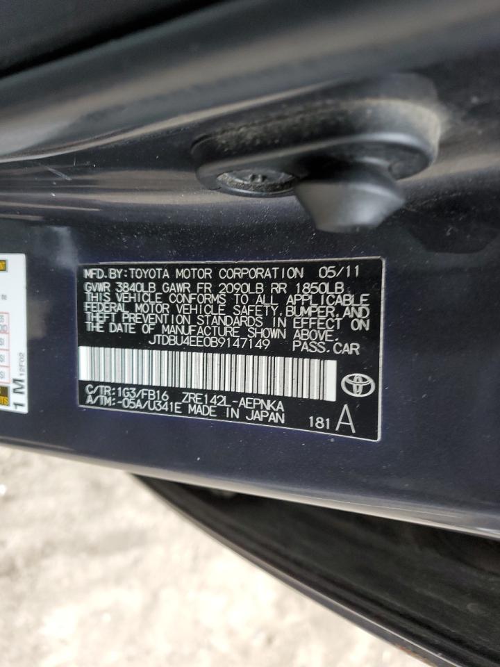 2011 Toyota Corolla VIN JTDBU4EE0B9147149 Copart auction photo, front end / mechanical damage thumbnail 12