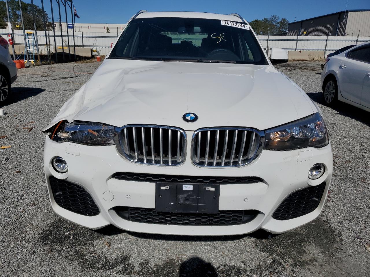 2017 BMW X3 VIN 5UXWX9C39H0T18905 Copart auction photo, top/roof / front end damage thumbnail 5