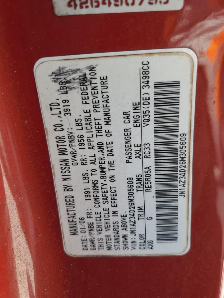 2006 Nissan 350Z VIN JN1AZ34D26M305609 Copart auction photo, front end damage thumbnail 12