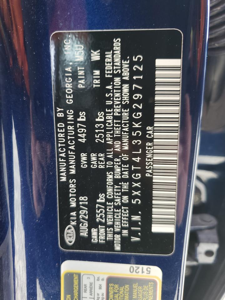 2019 KIA Optima VIN 5XXGT4L35KG297125 Copart auction photo, front end / mechanical damage thumbnail 15