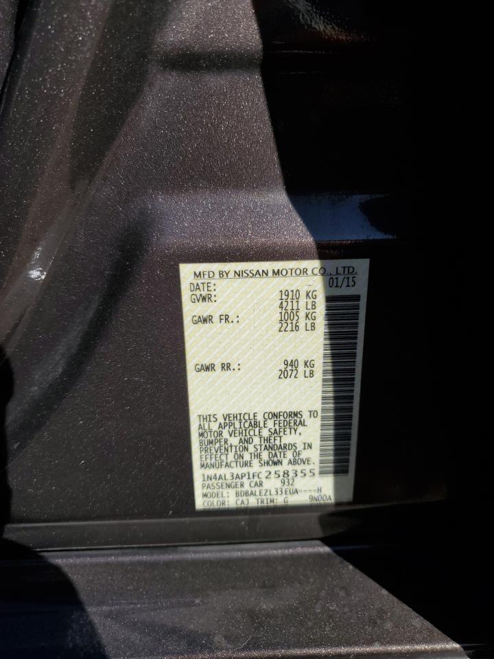 2015 Nissan Altima VIN 1N4AL3AP1FC258355 Copart auction photo, front end damage thumbnail 12
