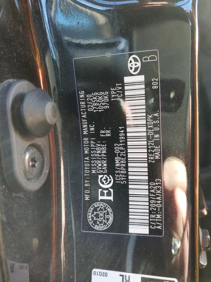 2020 Toyota Corolla VIN 5YFBPRBE2LP119941 Copart auction photo, front end / minor dent/scratches damage thumbnail 13