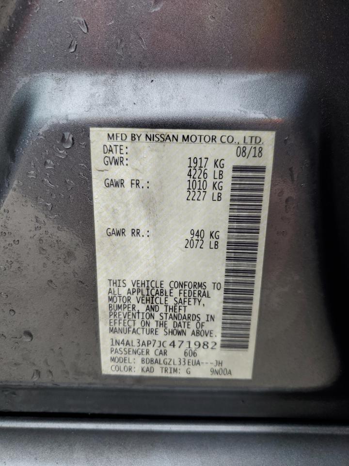 2018 Nissan Altima VIN 1N4AL3AP7JC471982 Copart auction photo, front end / minor dent/scratches damage thumbnail 13