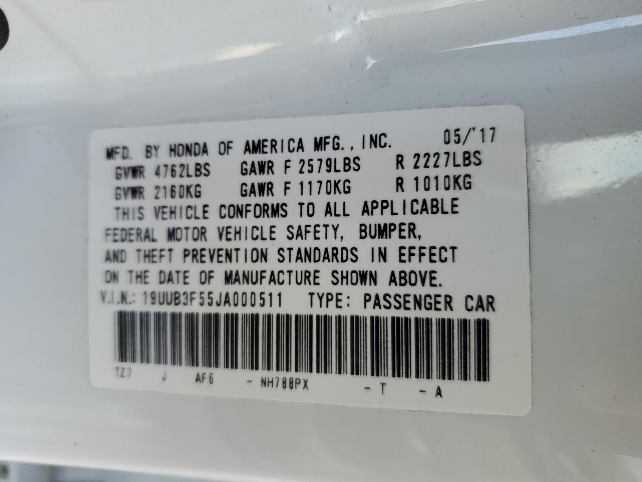 2018 Acura TLX VIN 19UUB3F55JA000511 Copart auction photo, side / rear end damage thumbnail 12