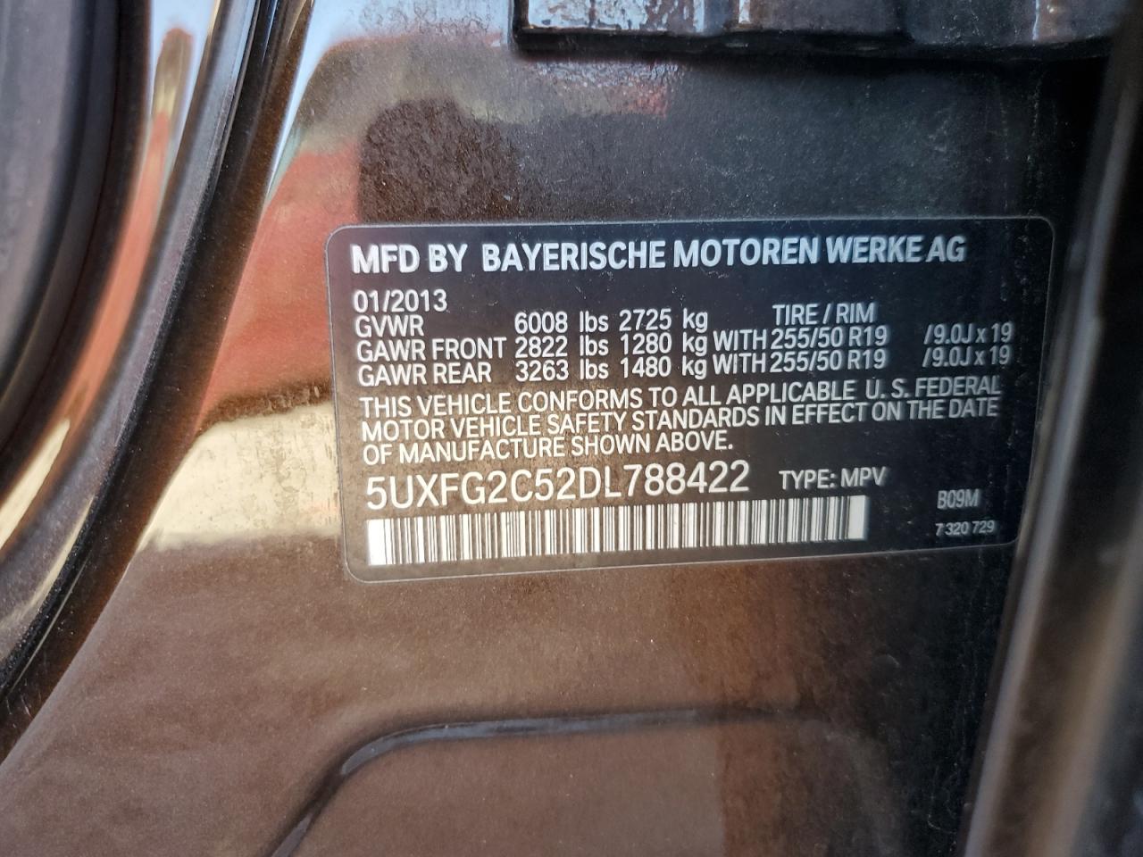 2013 BMW X6 VIN 5UXFG2C52DL788422 Copart auction photo, front end damage thumbnail 13