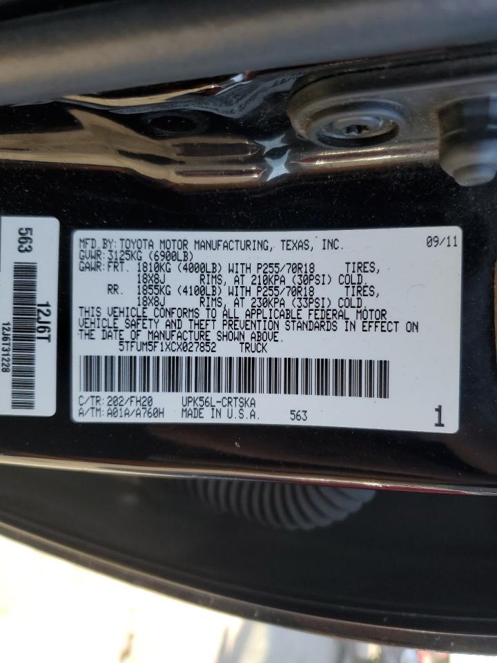 2012 Toyota Tundra VIN 5TFUM5F1XCX027852 Copart auction photo, undercarriage / side damage thumbnail 14