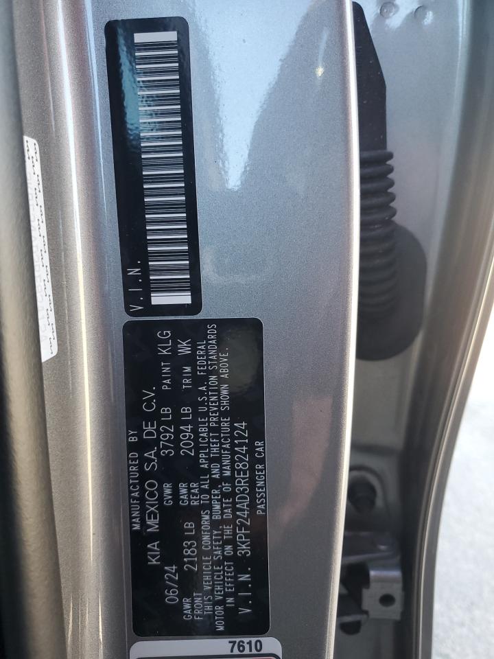 2024 KIA Forte VIN 3KPF24AD3RE824124 Copart auction photo, all over damage thumbnail 12