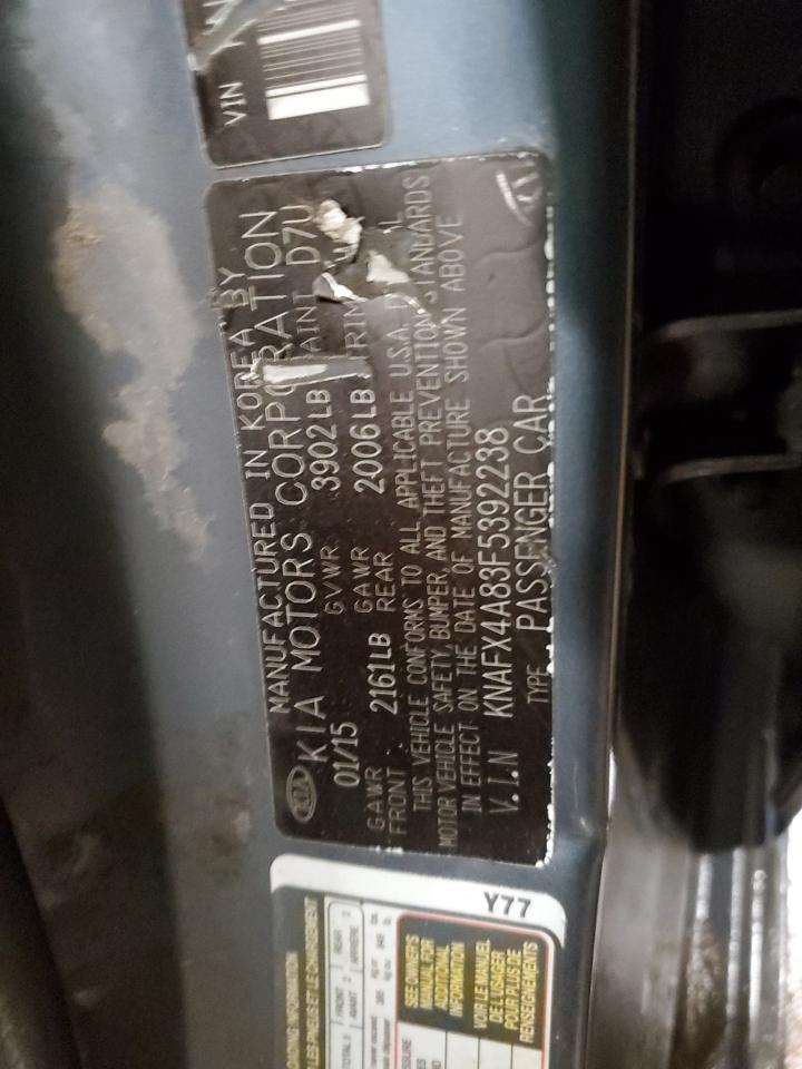 2015 KIA Forte VIN KNAFX4A83F5392238 Copart auction photo, all over / mechanical damage thumbnail 13