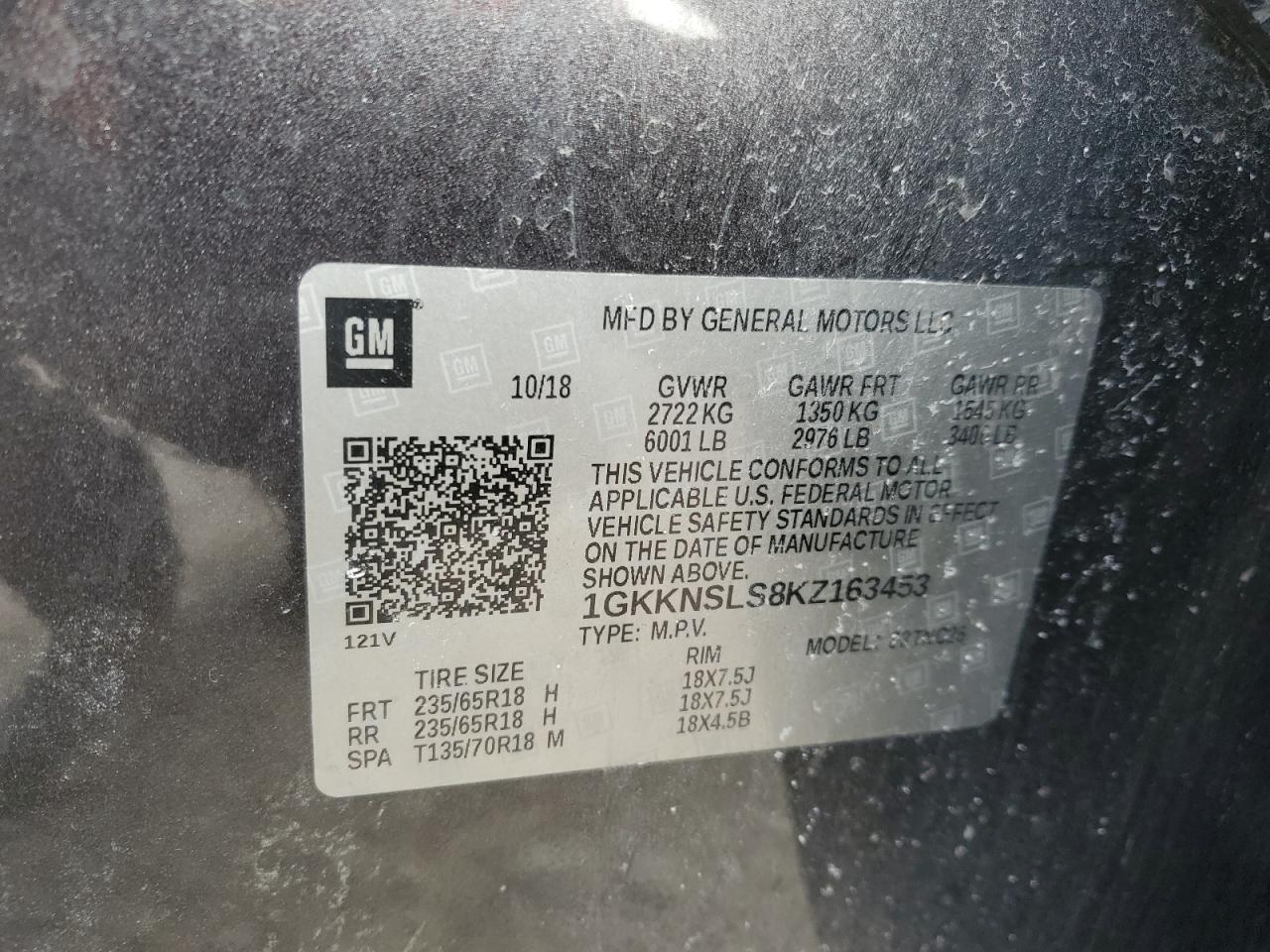 2019 GMC Acadia VIN 1GKKNSLS8KZ163453 Copart auction photo, front end damage thumbnail 15